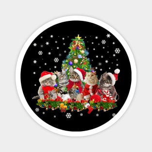 Cat Christmas Funny Shirt Meowy Christmas Tree Cat Magnet